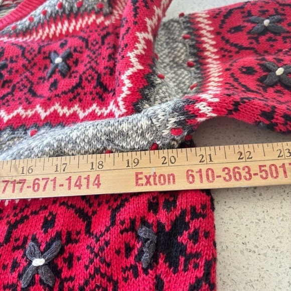 Vintage B. Moss X-Large Cardigan Sweater 3D FairIsle Nordic Print CabinCore Y2K - Picture 11 of 12